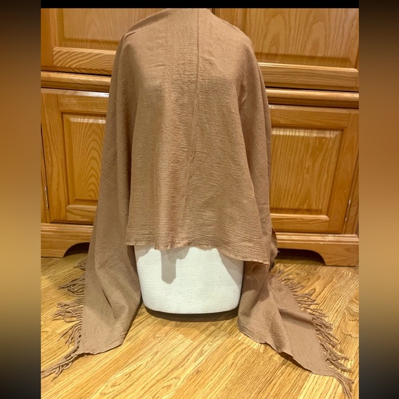 BCBG Maxazria Large Tan Scarf Pashmina 68” x 68” - Picture 5 of 8